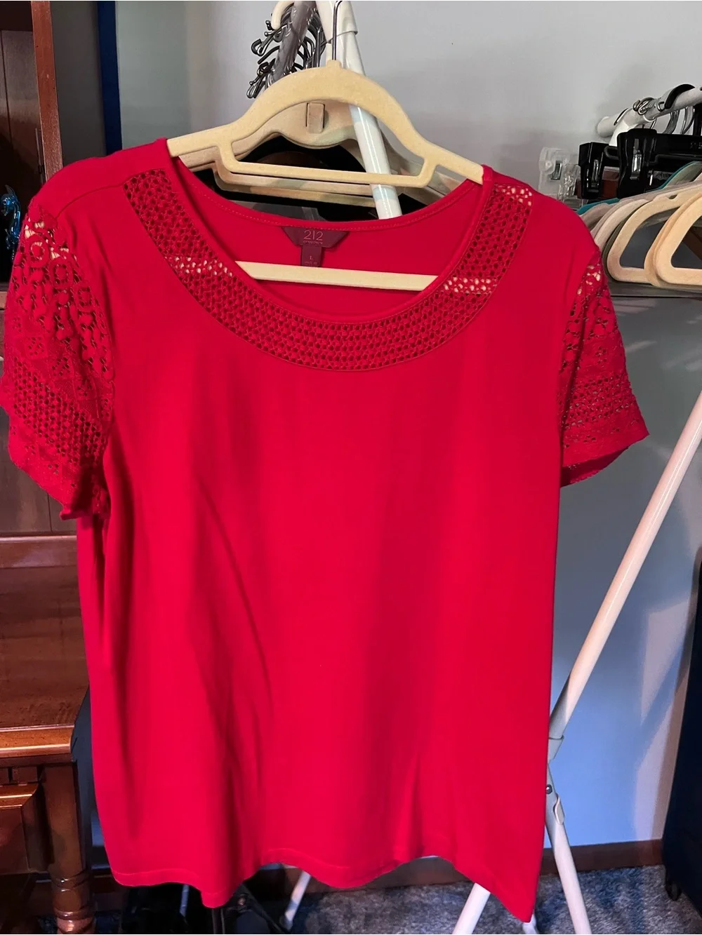 212 Collection Red Short-Sleeve Embellished Tee